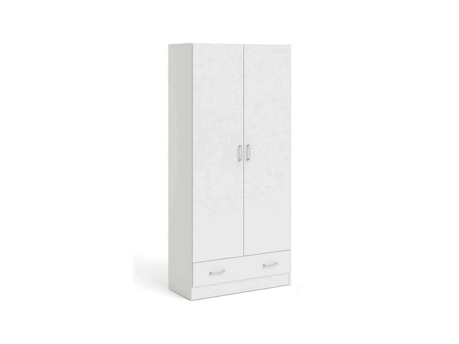 Garde-robe 2 portes Amylya, Meubles de chambre, Penderie de plain-pied, Placard à vêtements, 79x36 h170 cm, Blanc