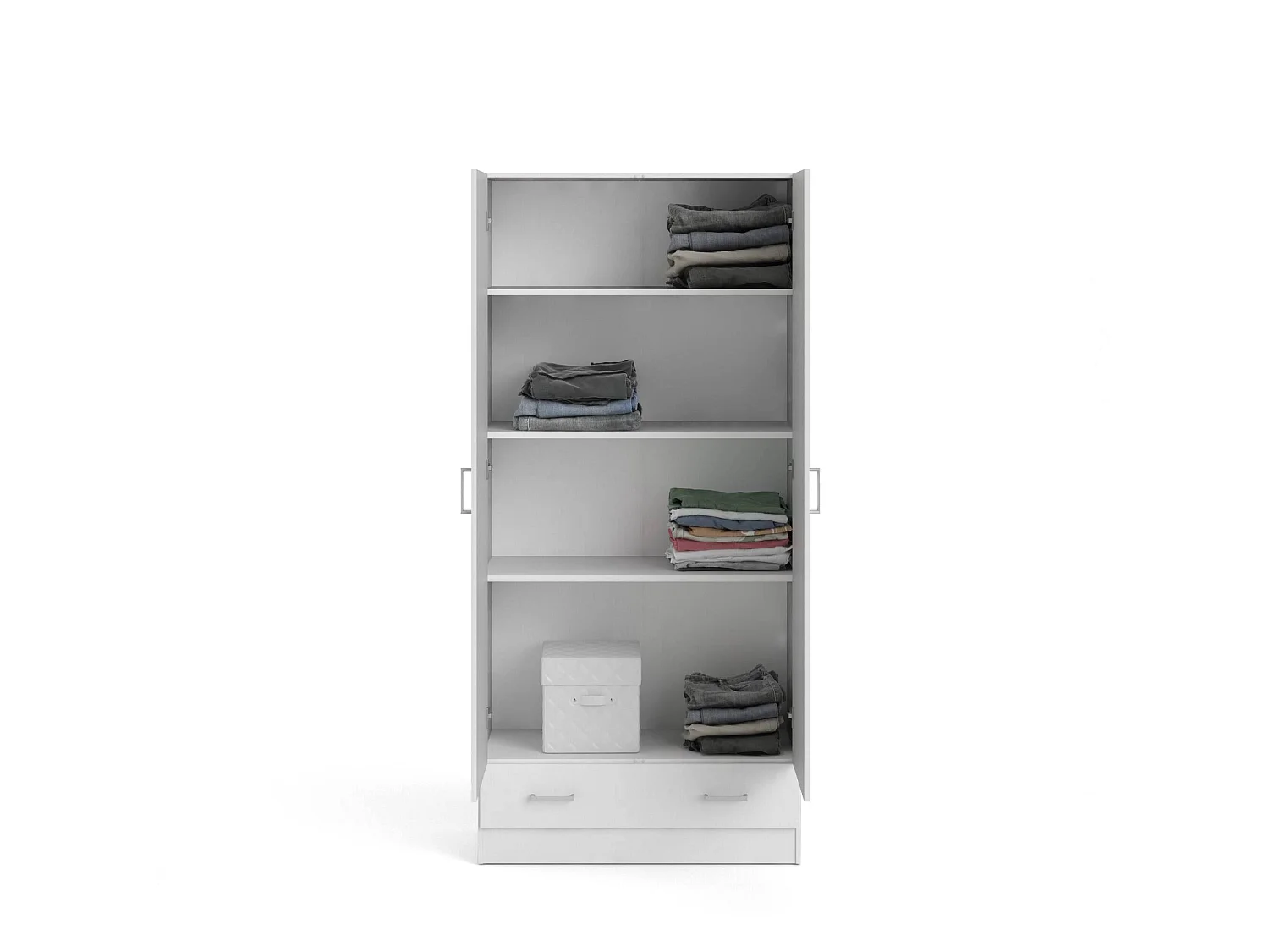 Garde-robe 2 portes Amylya, Meubles de chambre, Penderie de plain-pied, Placard à vêtements, 79x36 h170 cm, Blanc