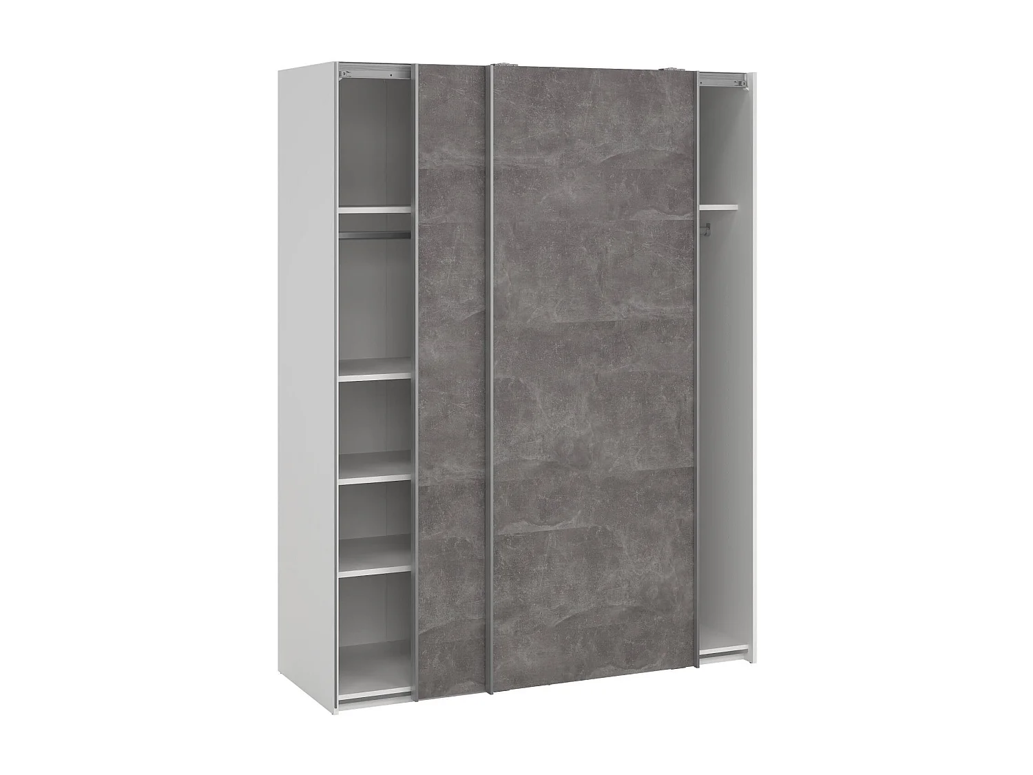 Garde-robe 2 portes Dstang, Meubles de chambre, Penderie de plain-pied, Placard à vêtements, 150x61 h200 cm, Blanc et gris