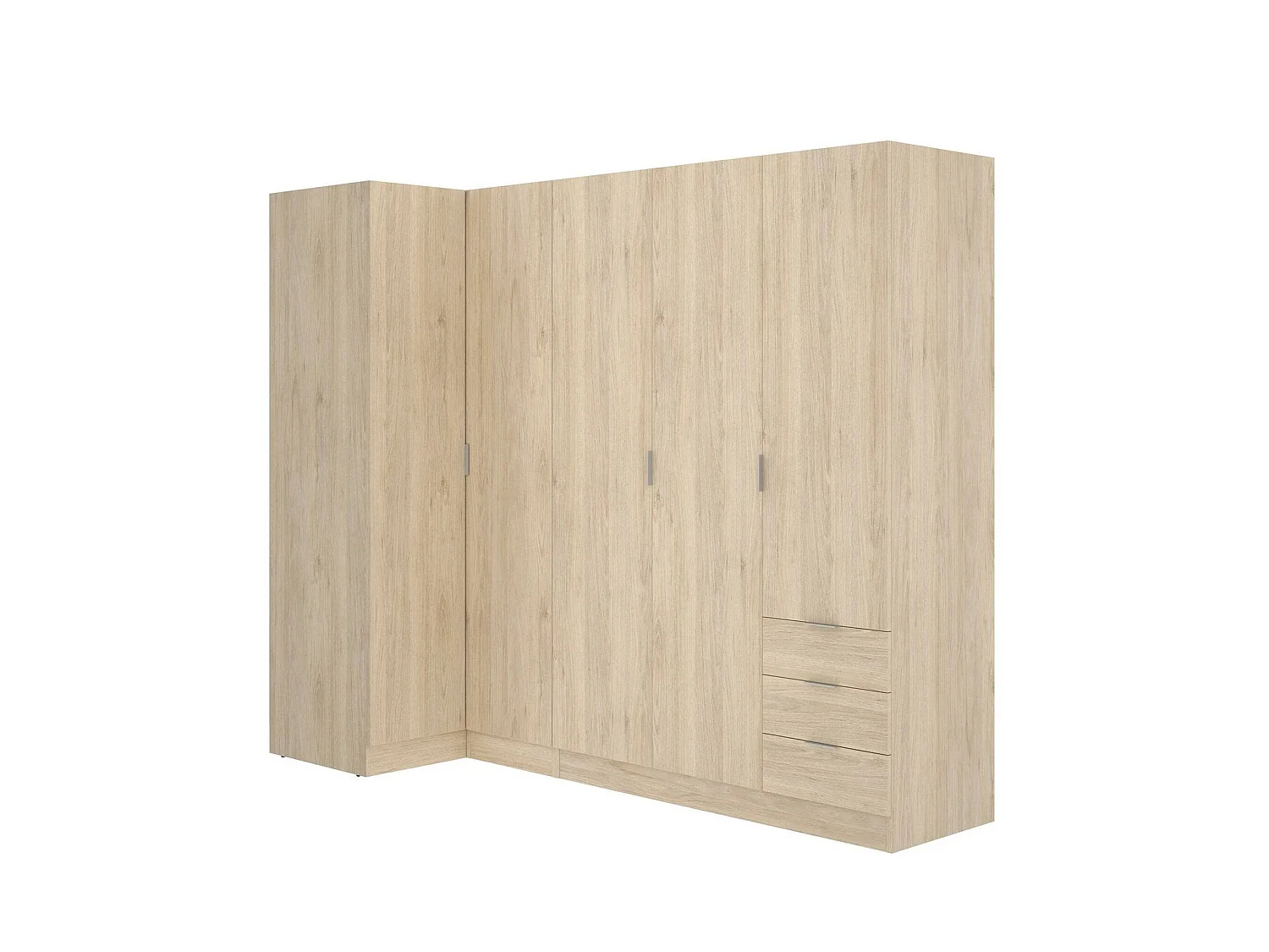 Dmora Grote Kast Succiso 90,5x184h cm Bruin Eiken Kapstok 6 Planken, Kledingkast Slaapkamer 3 Laden