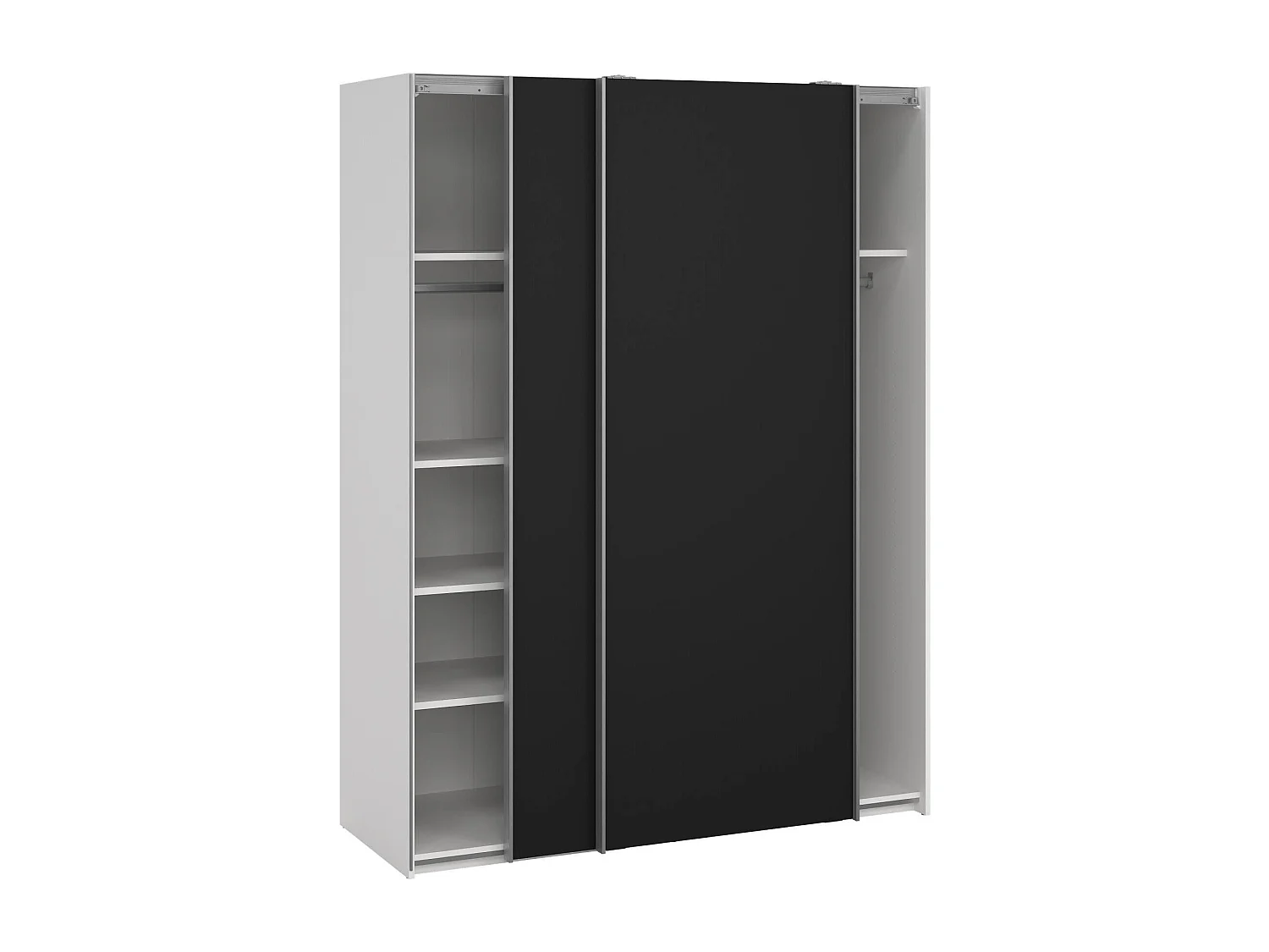 Garde-robe 2 portes Dstang, Meubles de chambre, Penderie de plain-pied, Placard à vêtements, 150x61 h200 cm, Blanc et Noir