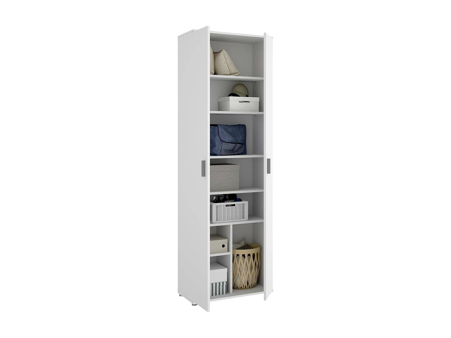 Armoire polyvalente Suretta, Unité de rangement multifonctionnelle, Armoire avec 2 portes, 61x35h190 cm, Blanc