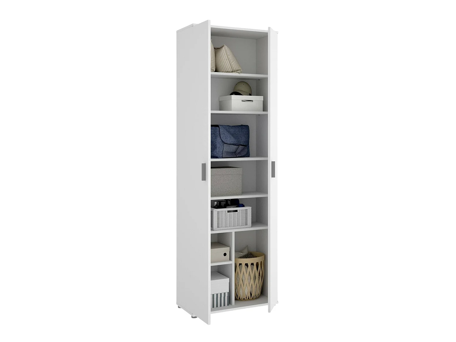 Armoire polyvalente Suretta, Unité de rangement multifonctionnelle, Armoire avec 2 portes, 61x35h190 cm, Blanc