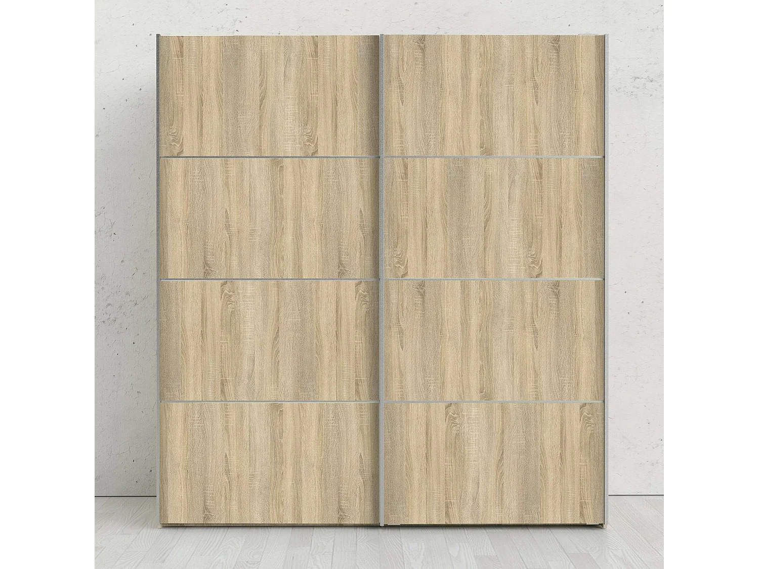 Garde-robe 2 portes Accadia, Meubles de chambre, Penderie de plain-pied, Placard à vêtements, 182x64 h202 cm, Chêne et Blanc