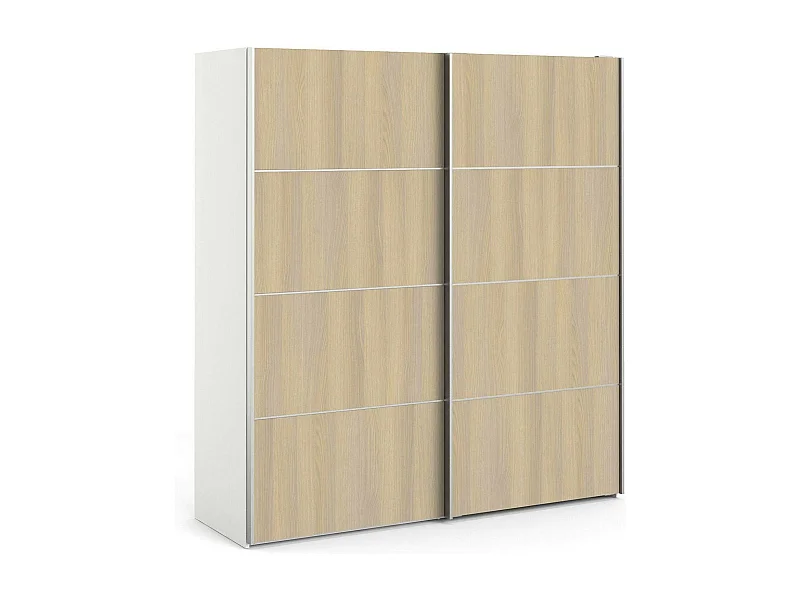 Kleiderschrank 2 Türen Accadia, Schlafzimmermöbel, Schrank, Garderobe, 182x64 h202 cm, Eiche und WeiÃŸ