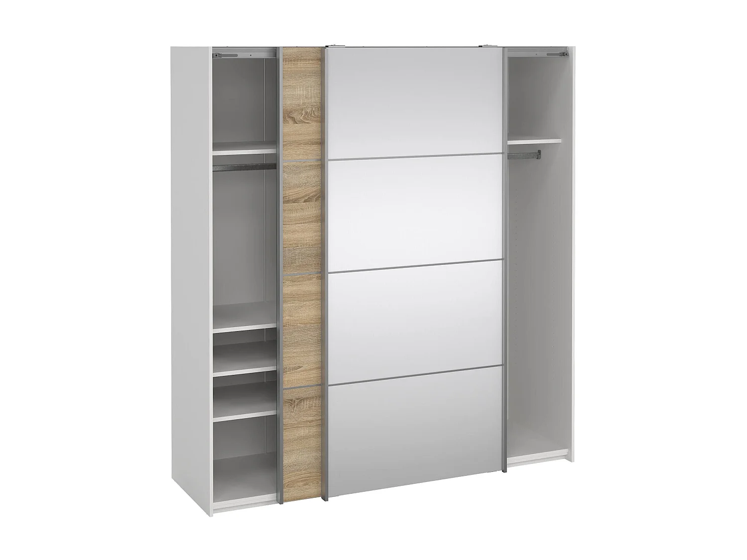 Kleiderschrank 2 Türen Cerreto, Schlafzimmermöbel, Schrank, Garderobe, 182x64 h202 cm, Eiche und WeiÃŸ