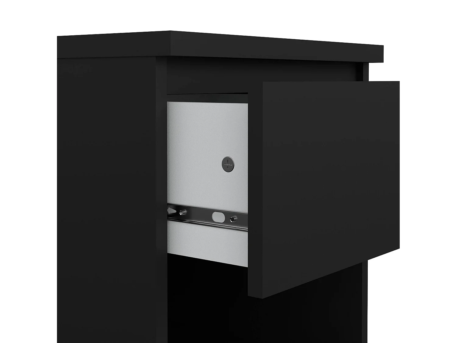 Chevet Dross, Commode basse, Table de nuit, Étagère de chevet, 40x40 h50 cm, Noir