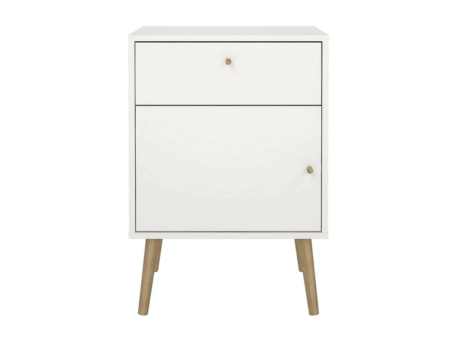 Chevet Dsal, Commode basse, Table de nuit, Étagère de chevet, 50x39 h72 cm, Blanc