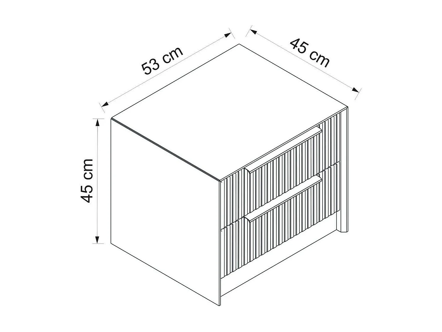 Comodino Moke, 2 Cassetti, 45x45x53h cm Grigio Antracite