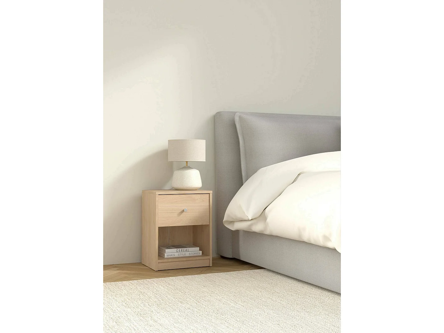 Comodino Kastri, un Cassetto, 30.1x37.9x48.4h cm Marrone Rovere