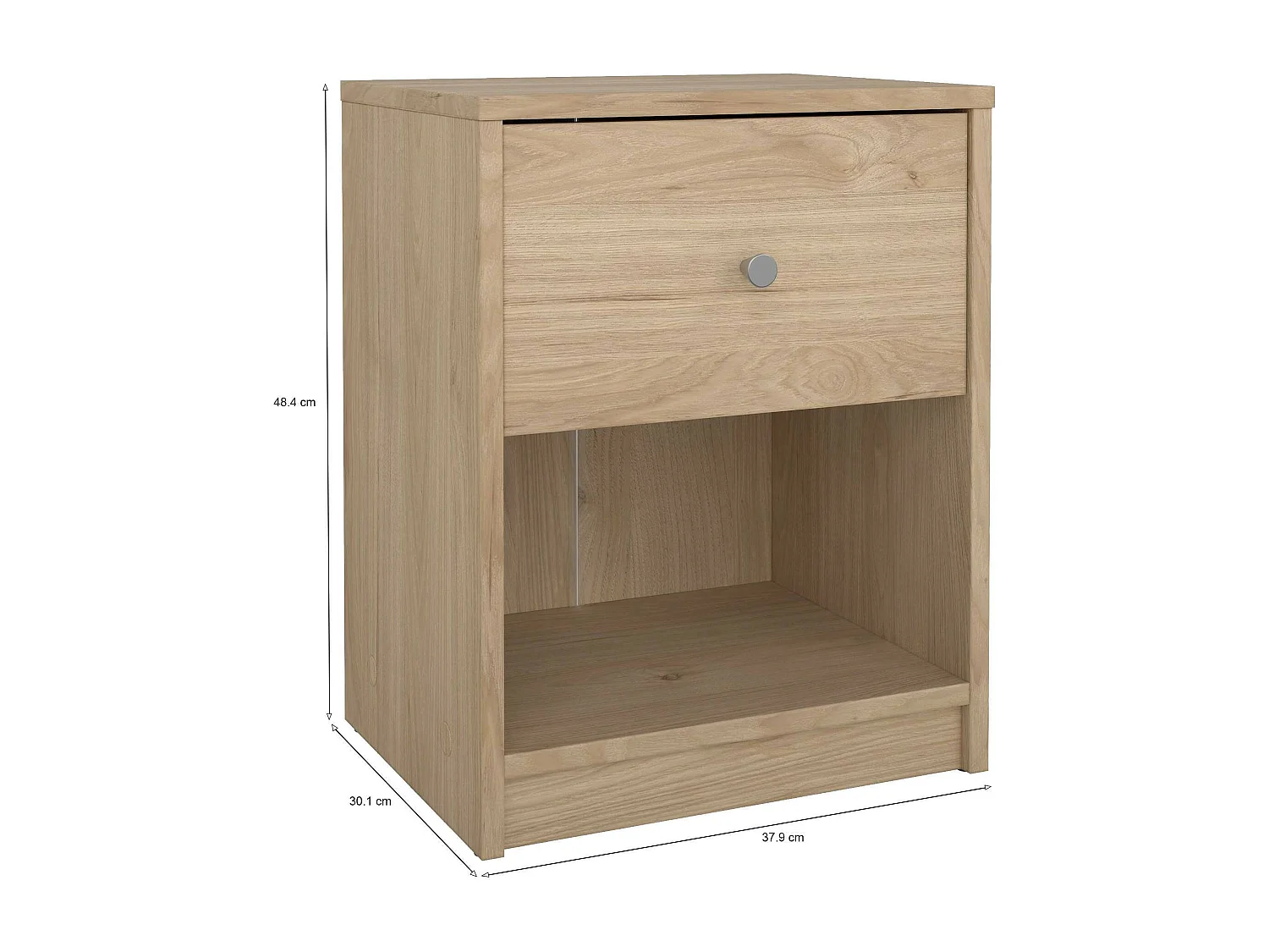 Comodino Kastri, un Cassetto, 30.1x37.9x48.4h cm Marrone Rovere