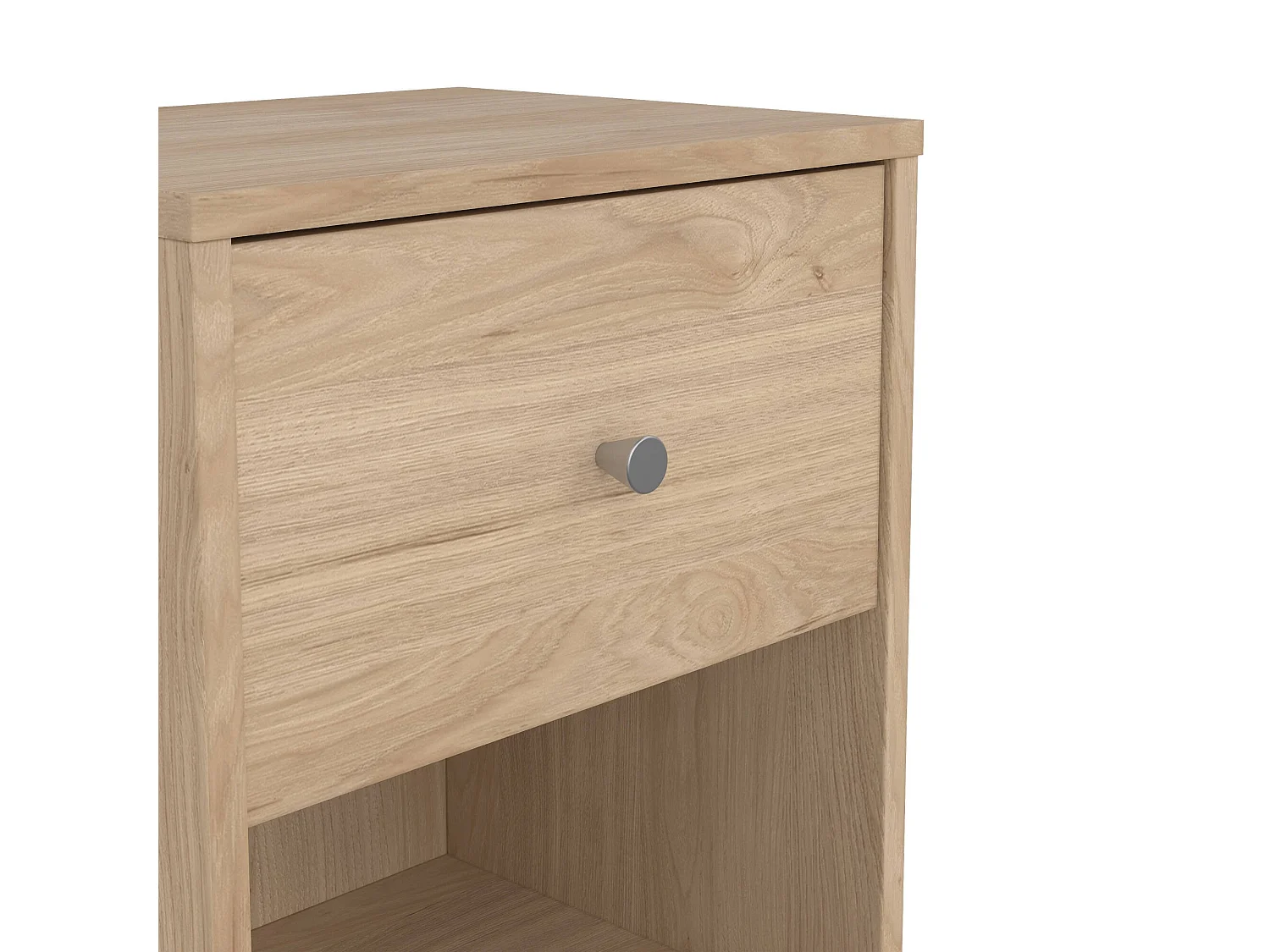 Chevet Kastri, Commode basse, Table de nuit, Étagère de chevet, 38x30 h48 cm, Chêne clair