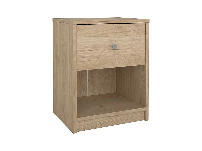 Chevet Kastri, Commode basse, Table de nuit, Étagère de chevet, 38x30 h48 cm, Chêne clair