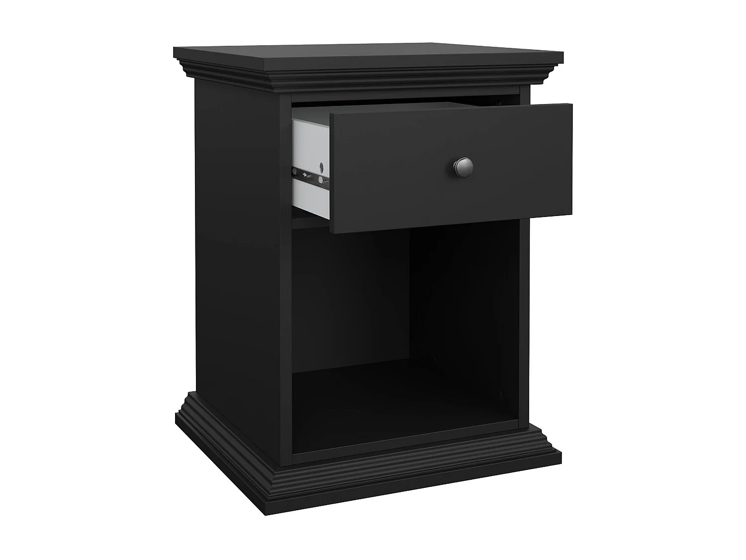 Nachttisch Dsaccan, Niedrige Kommode, Tisch, Multifunktionaler Nachttisch, 48x43 h63 cm, Schwarz