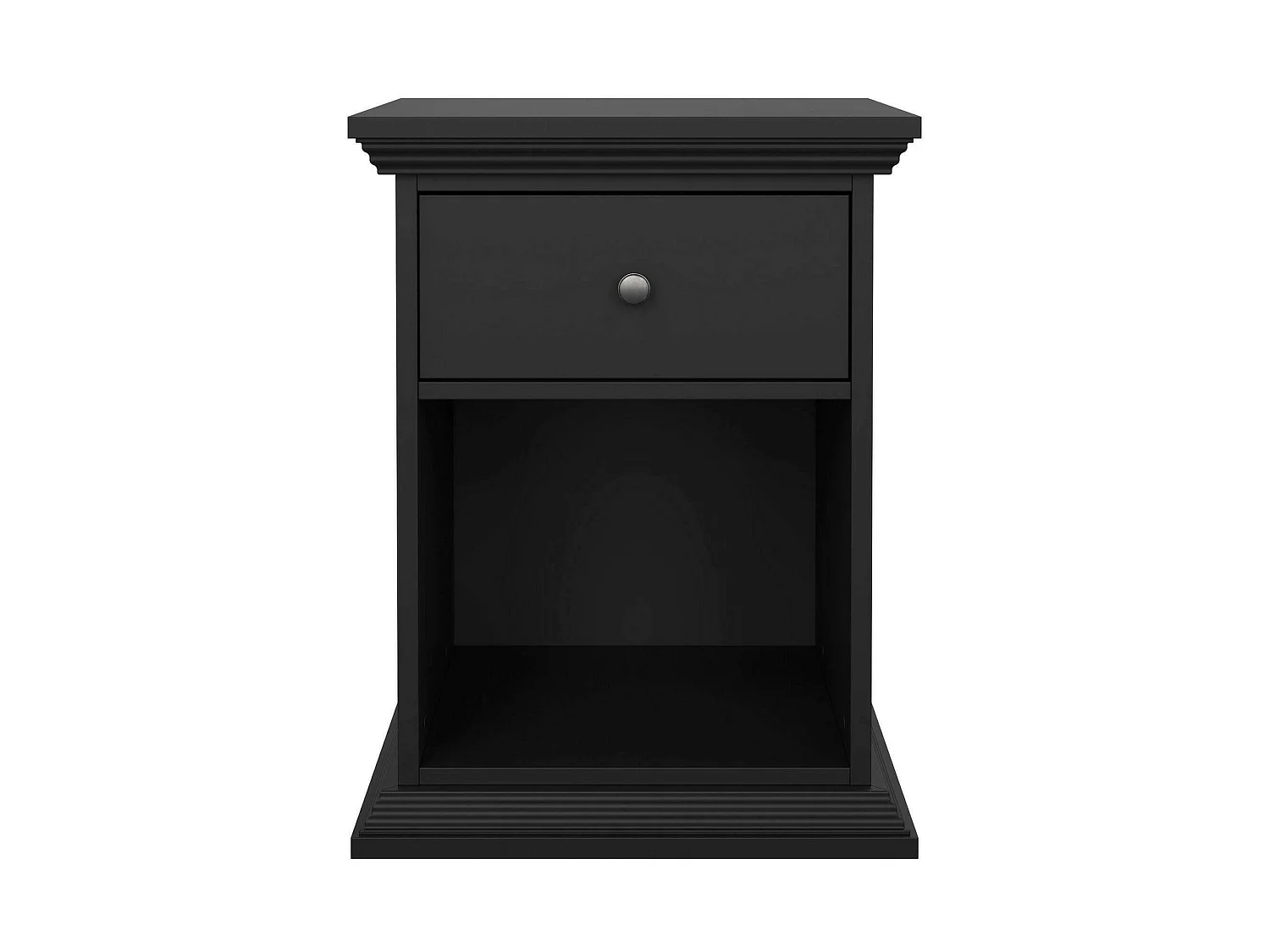 Chevet Dsaccan, Commode basse, Table de nuit, Étagère de chevet, 48x43 h63 cm, Noir