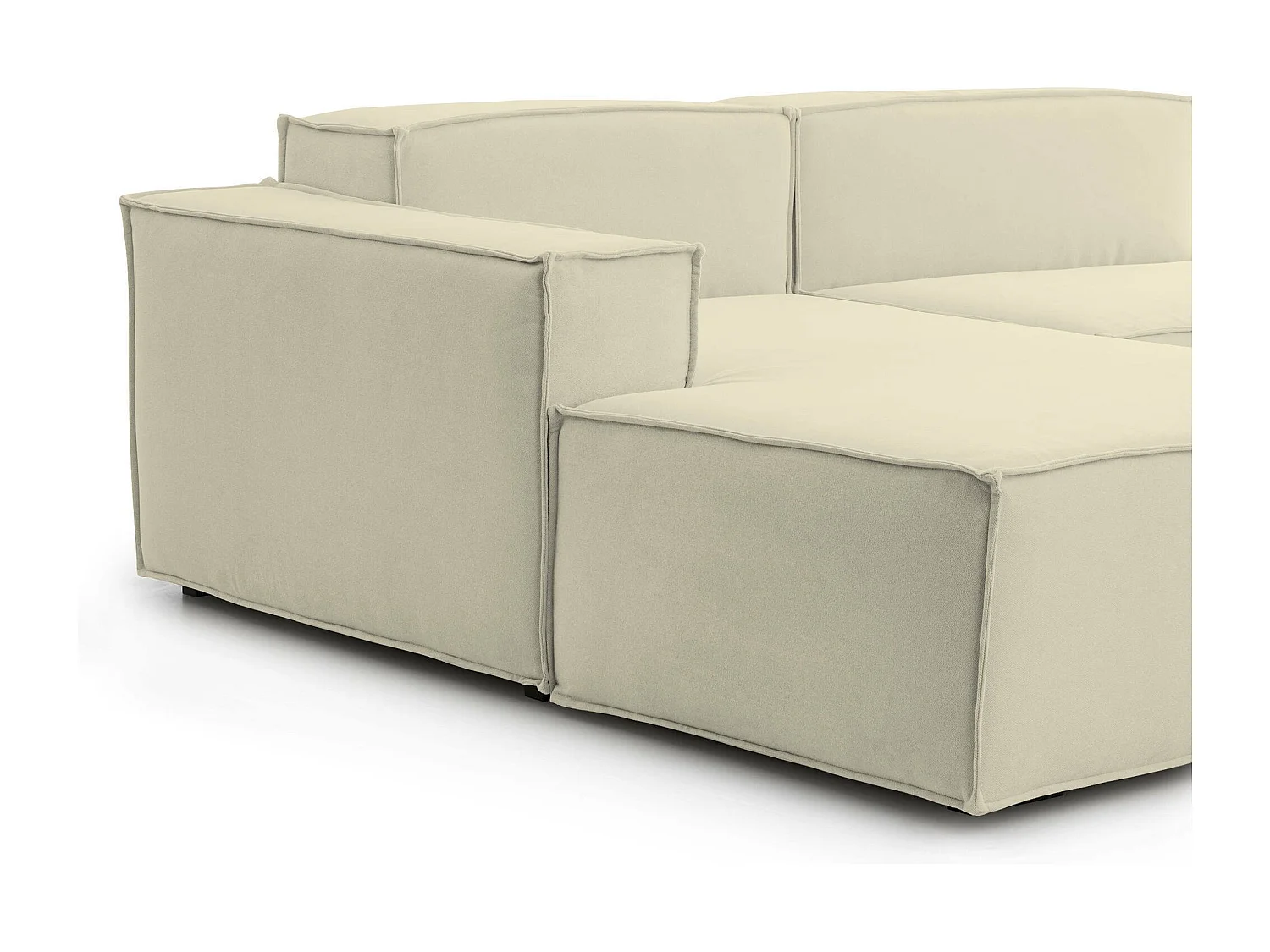 Divano Fisso con Penisola Atrillo, Sfoderabile Made in Italy, 170x340 cm Beige