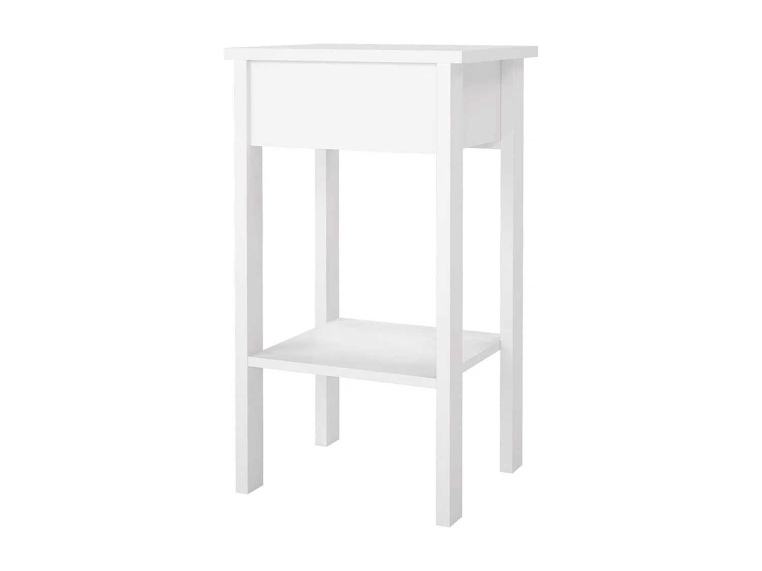 Chevet Dsabir, Commode basse, Table de nuit, Étagère de chevet, 40x34 h70 cm, Blanc