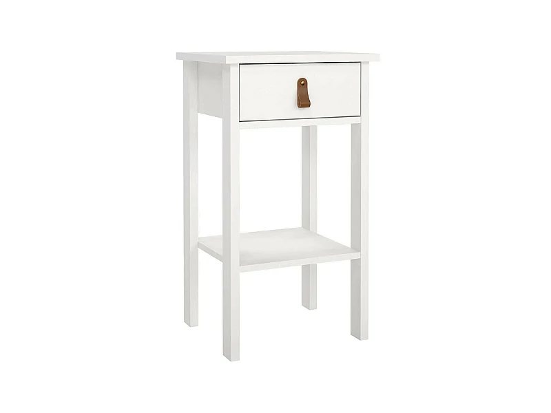 Chevet Dsabir, Commode basse, Table de nuit, Étagère de chevet, 40x34 h70 cm, Blanc