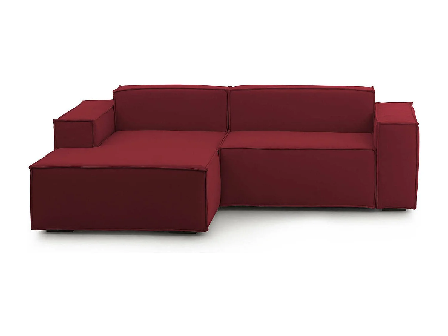 Canapé fixe Dcagnan, Grand canapé modulable 2 places avec péninsule gauche, 100% Made in Italy, Canapé moderne en tissu, 240x170h70 cm, Rouge