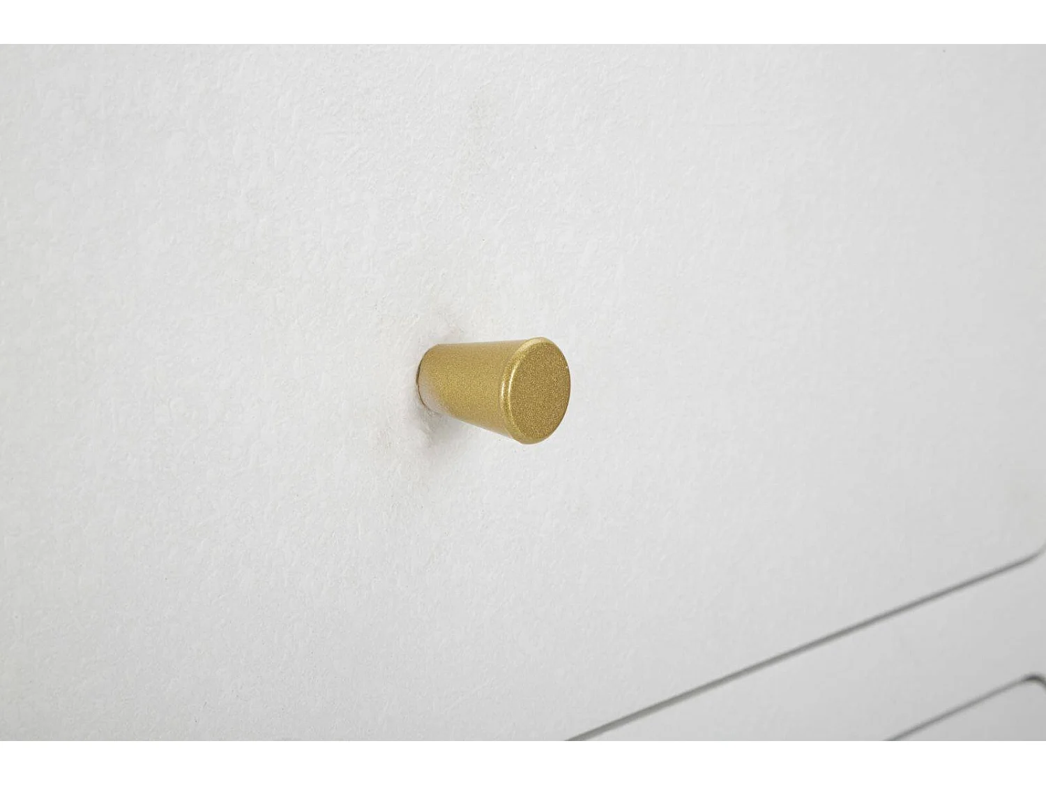 Suze nachtkastje, Laag dressoir, Nachtkastje, Bedplank, Wit en Goud, 60x32 h79 cm