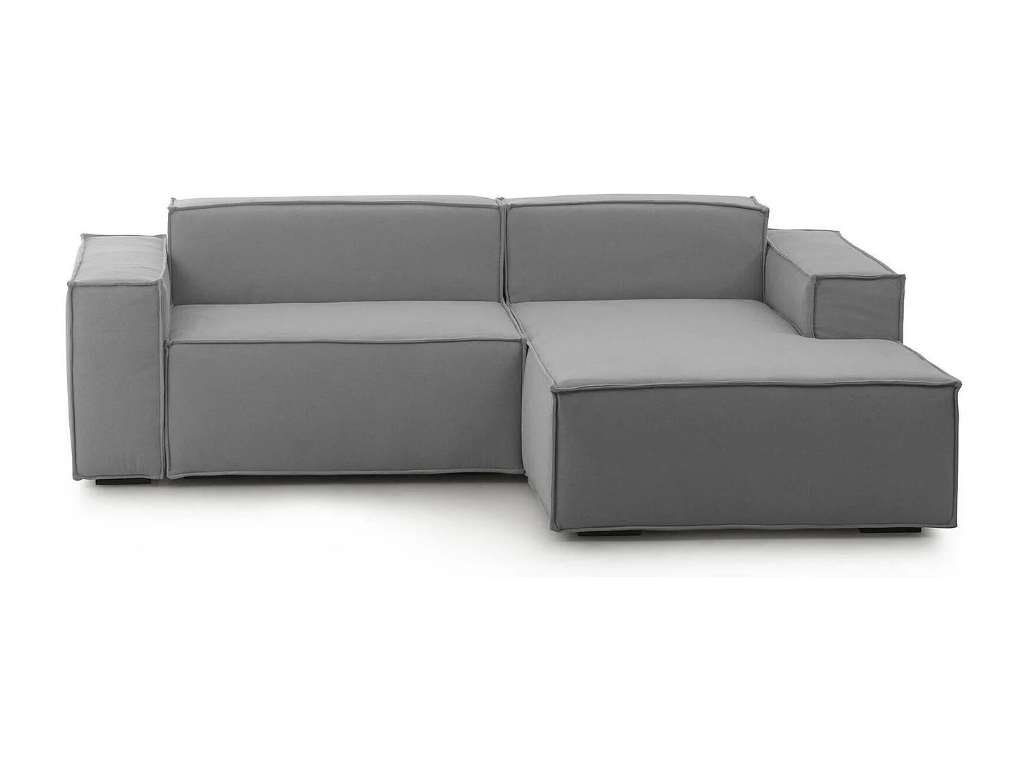 Festes Sofa Lidia, GroÃŸes modulares 2-Sitzer-Sofa mit rechter Halbinsel, 100% Made in Italy, Modernes Sofa aus Stoff, Cm 240x170h70, Grau