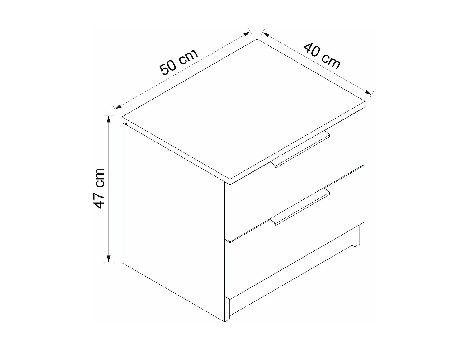 Mesa de cabeceira Dbauman, Cómoda baixa, Mesa de cabeceira, Prateleira de cama, 54x47 h40 cm, Nogueira