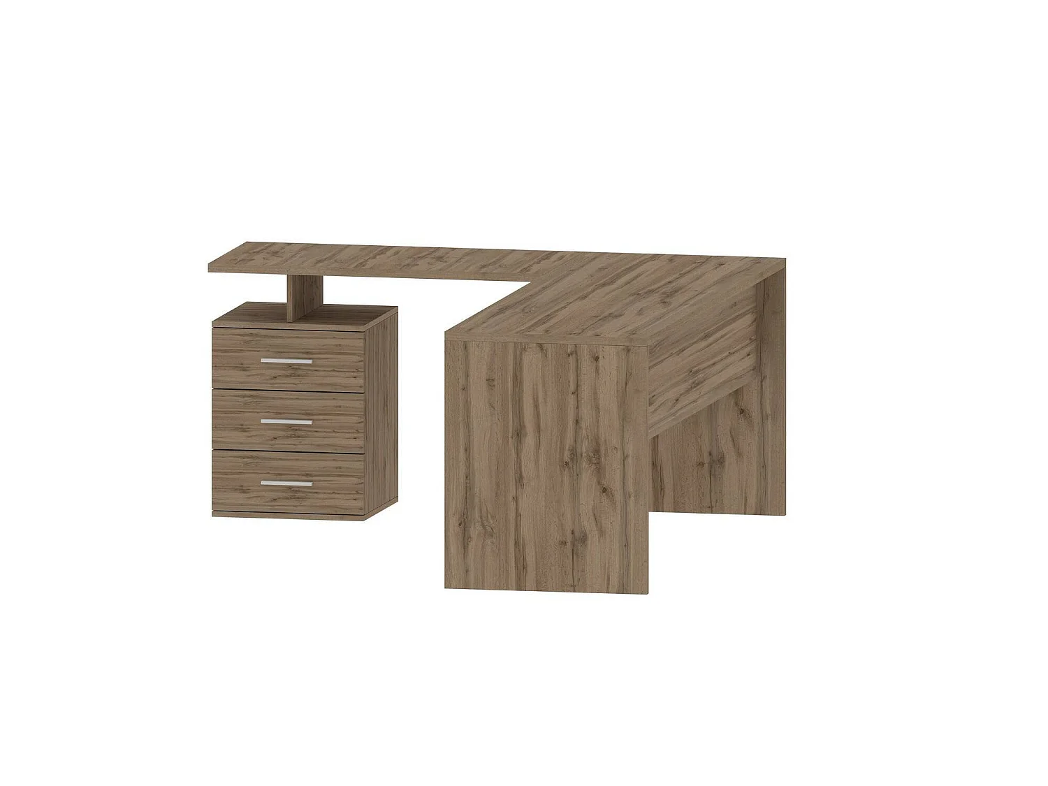Dguarin Desk, Bureau PC d'angle, Table de bureau polyvalente, Bureau multi-positions peu encombrant, 100% Made in Italy, 160x60h75 cm, Chêne