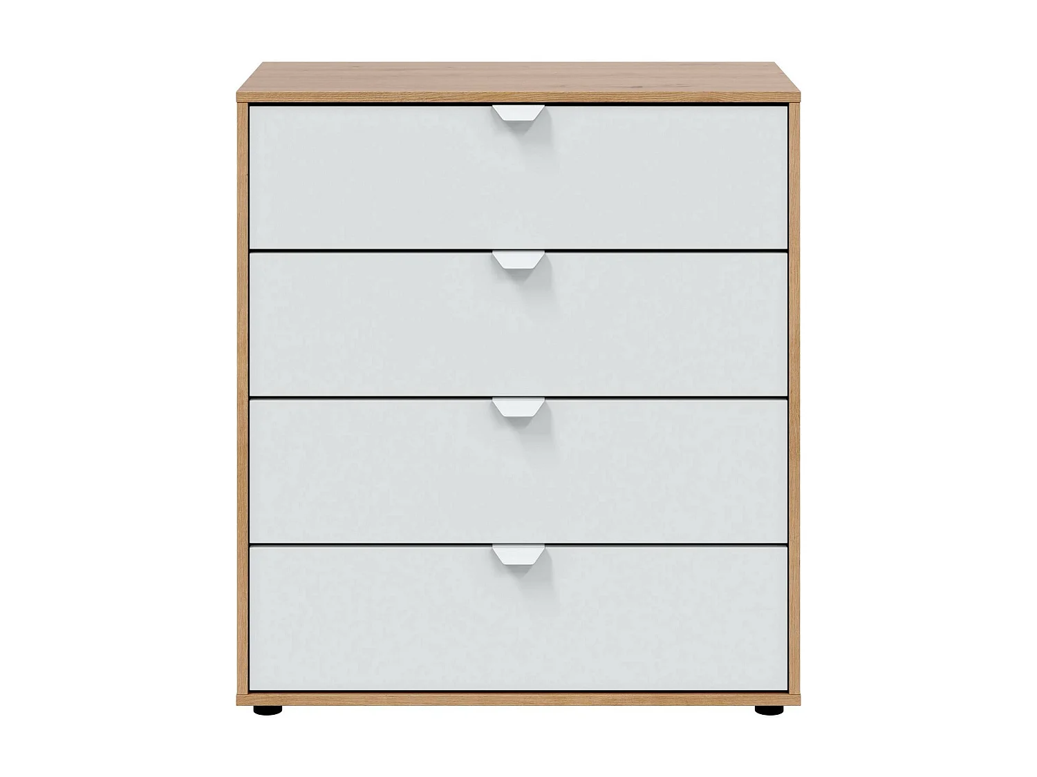 Dzigon nachtkastje, Laag dressoir, Nachtkastje, Bedplank, 78x40 h86 cm, Wit en Knot Eiken