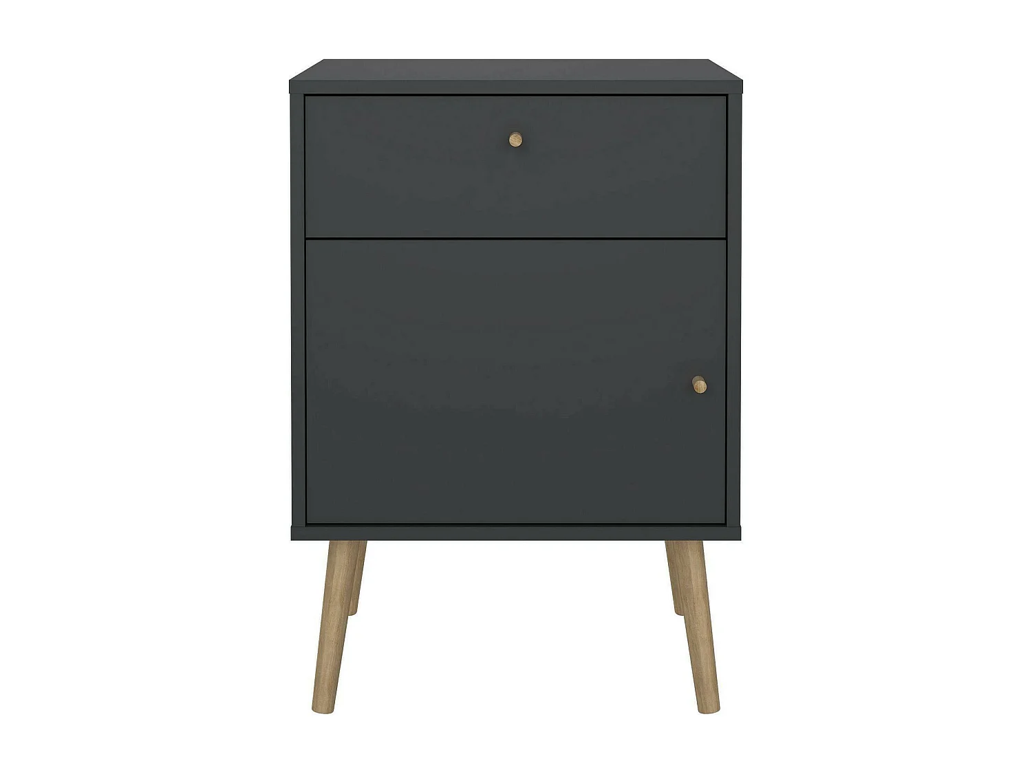 Chevet Dsal, Commode basse, Table de nuit, Étagère de chevet, 50x39 h72 cm, Gris
