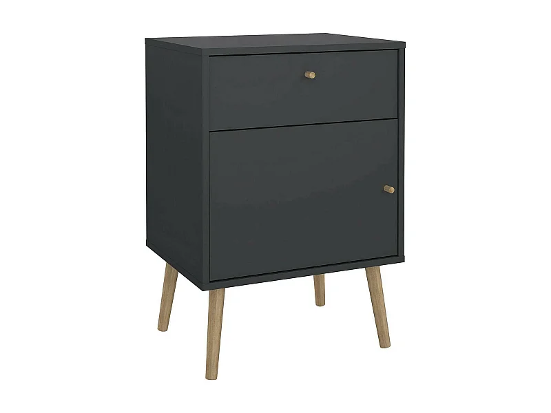 Chevet Dsal, Commode basse, Table de nuit, Étagère de chevet, 50x39 h72 cm, Gris