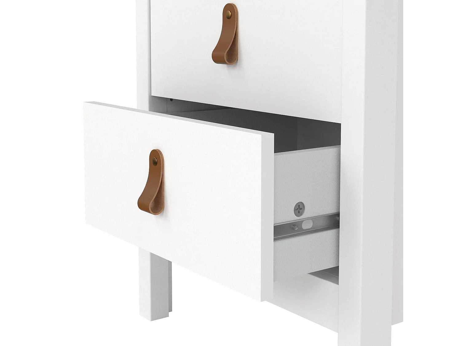 Drull nachtkastje, Lage ladekast, Nachtkastje, Bedplank, 44x38 h54 cm, Wit