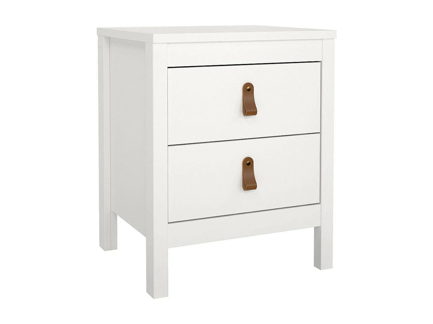 Nachttisch Drull, Niedrige Kommode, Tisch, Multifunktionaler Nachttisch, 44x38 h54 cm, WeiÃŸ