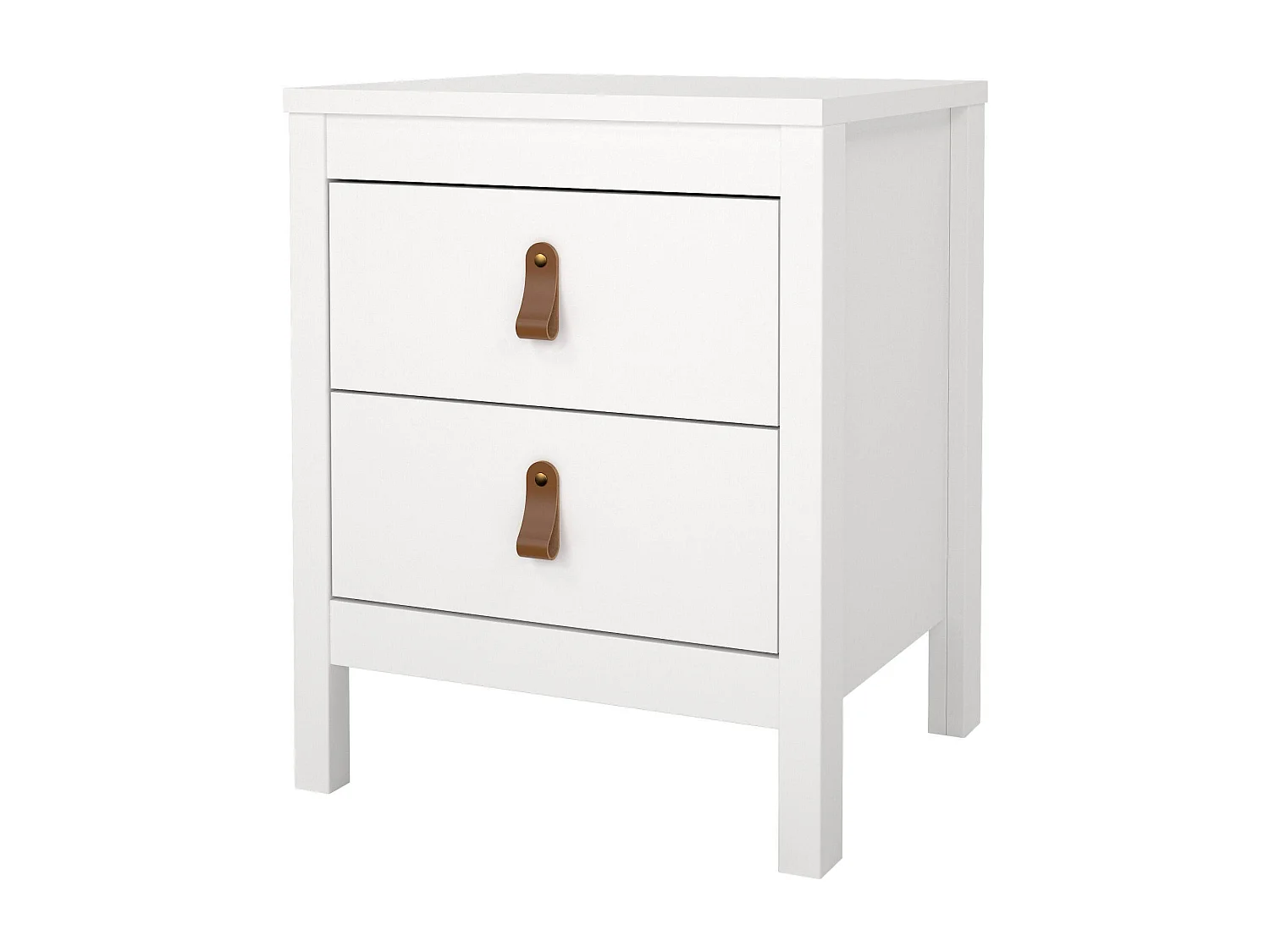 Nachttisch Drull, Niedrige Kommode, Tisch, Multifunktionaler Nachttisch, 44x38 h54 cm, WeiÃŸ