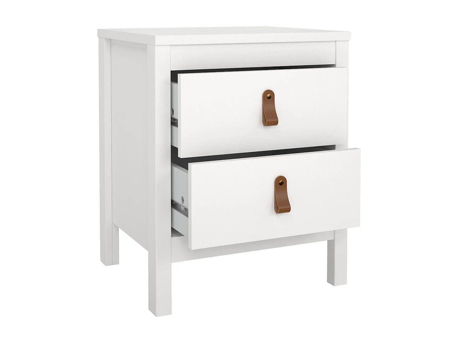 Nachttisch Drull, Niedrige Kommode, Tisch, Multifunktionaler Nachttisch, 44x38 h54 cm, WeiÃŸ