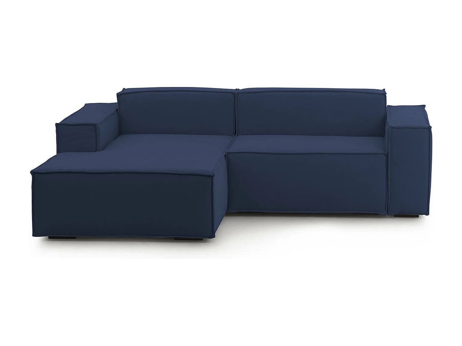 Canapé fixe Dcagnan, Grand canapé modulable 2 places avec péninsule gauche, 100% Made in Italy, Canapé moderne en tissu, 240x170h70 cm, Bleu