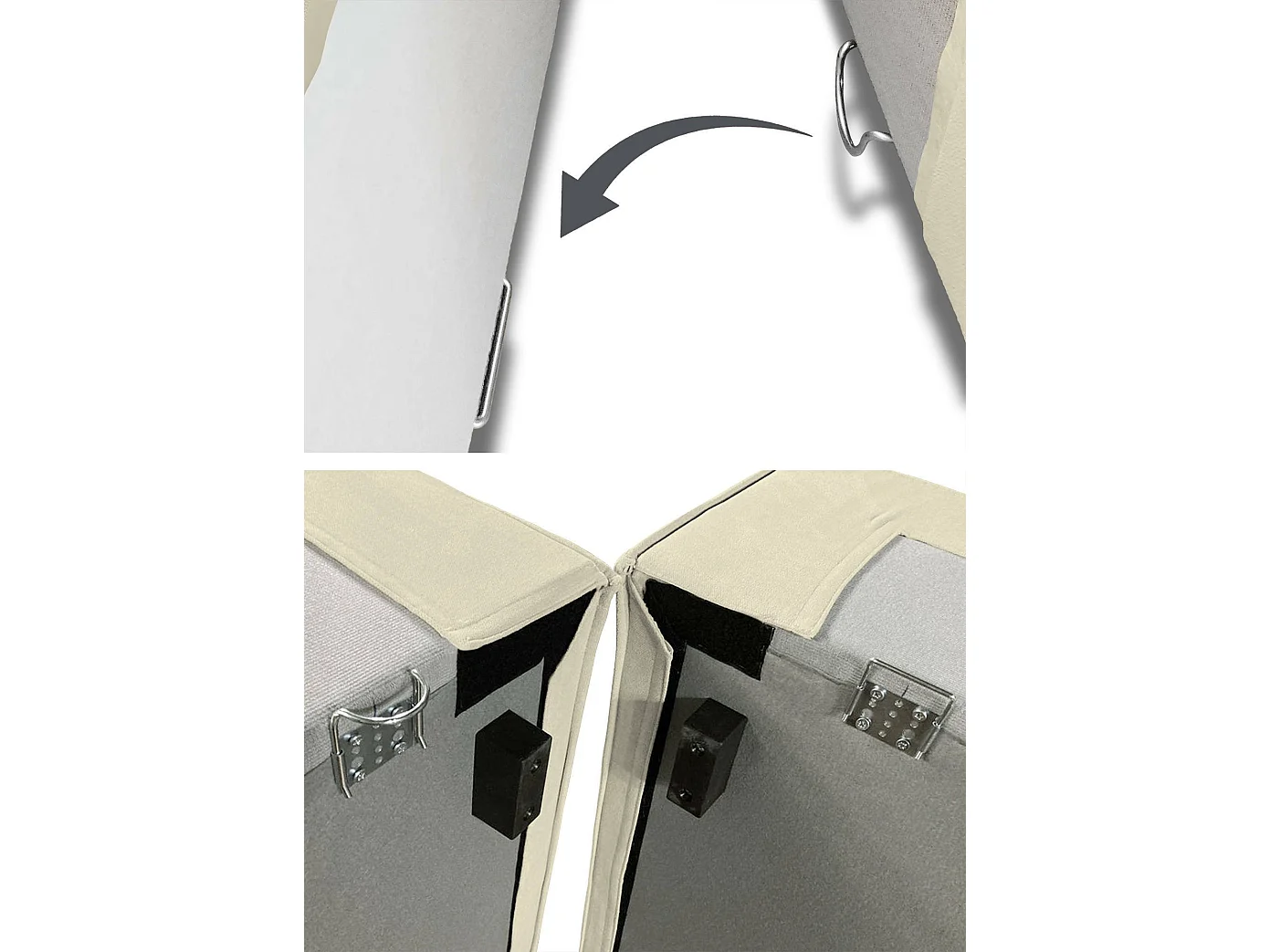 Sofá fijo Dflori, Sofá modular 3 plazas península izquierda, 100% Made in Italy, Sofá moderno en tela, Cm 300x170h70, Beige