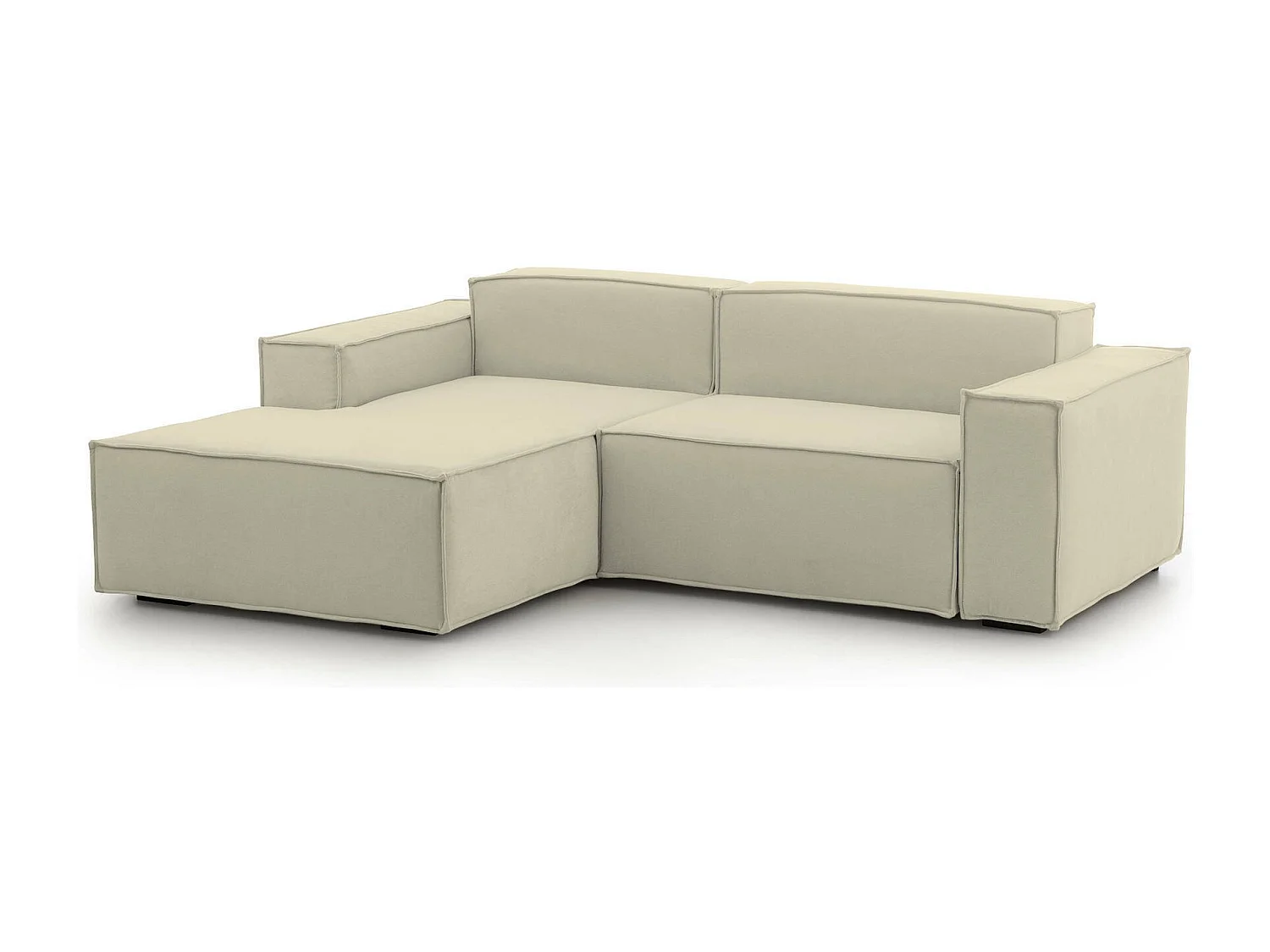 Canapé fixe Dcagnan, Grand canapé modulable 2 places avec péninsule gauche, 100% Made in Italy, Canapé moderne en tissu, 240x170h70 cm, Beige