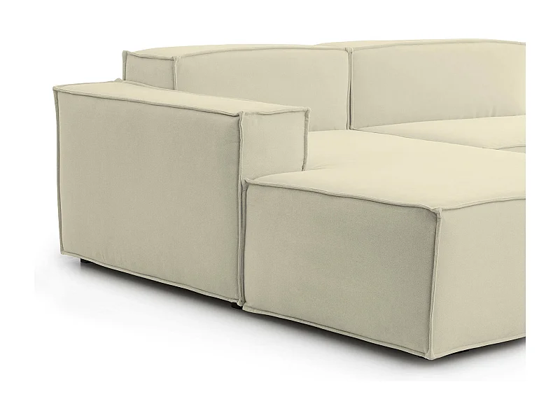 Sofá fijo Dcagnan, Gran Sofá modular de 2 plazas península izquierda, 100% Made in Italy, Sofá moderno en tela, Cm 240x170h70, Beige