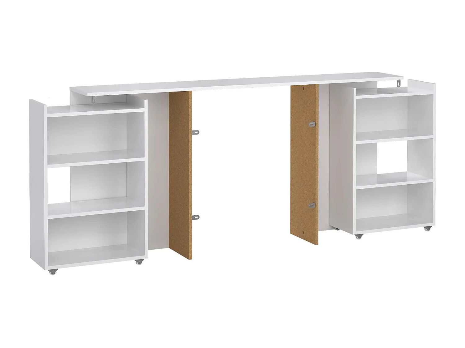 Chevet Drot, Commode basse, Table de nuit, Étagère de chevet, 165x26 h80 cm, Blanc