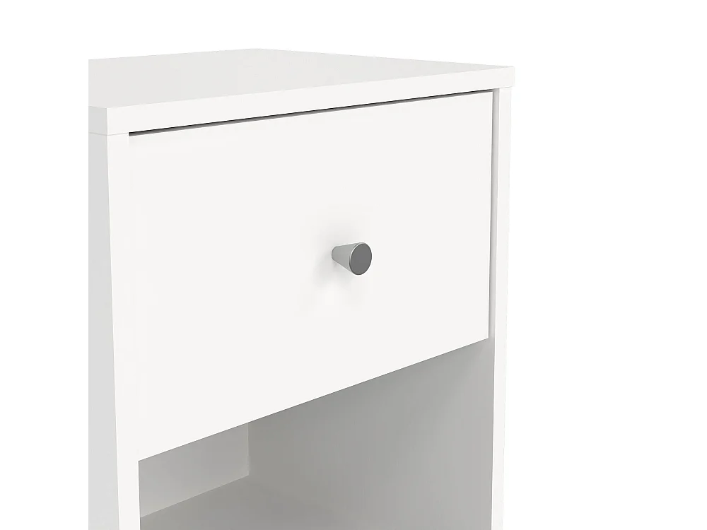 Chevet Kastri, Commode basse, Table de nuit, Étagère de chevet, 38x30 h48 cm, Blanc