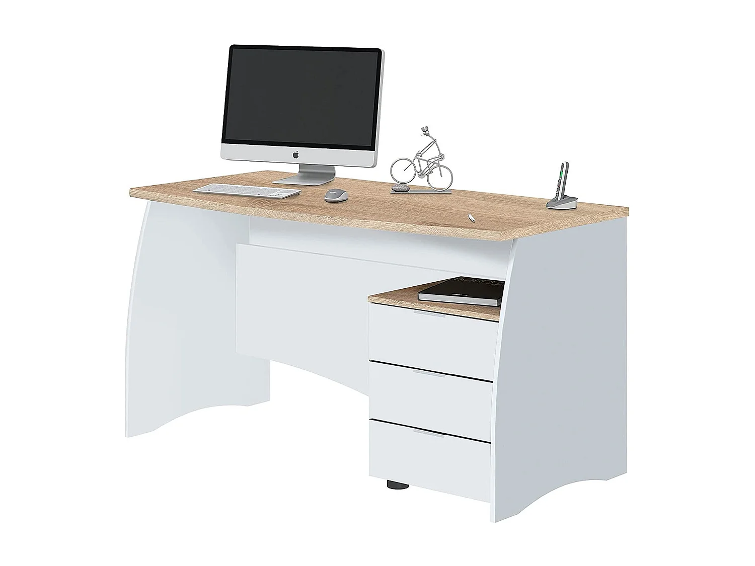 Scrivania Azziz, un Ripiano, 67x136x74h cm Bianco