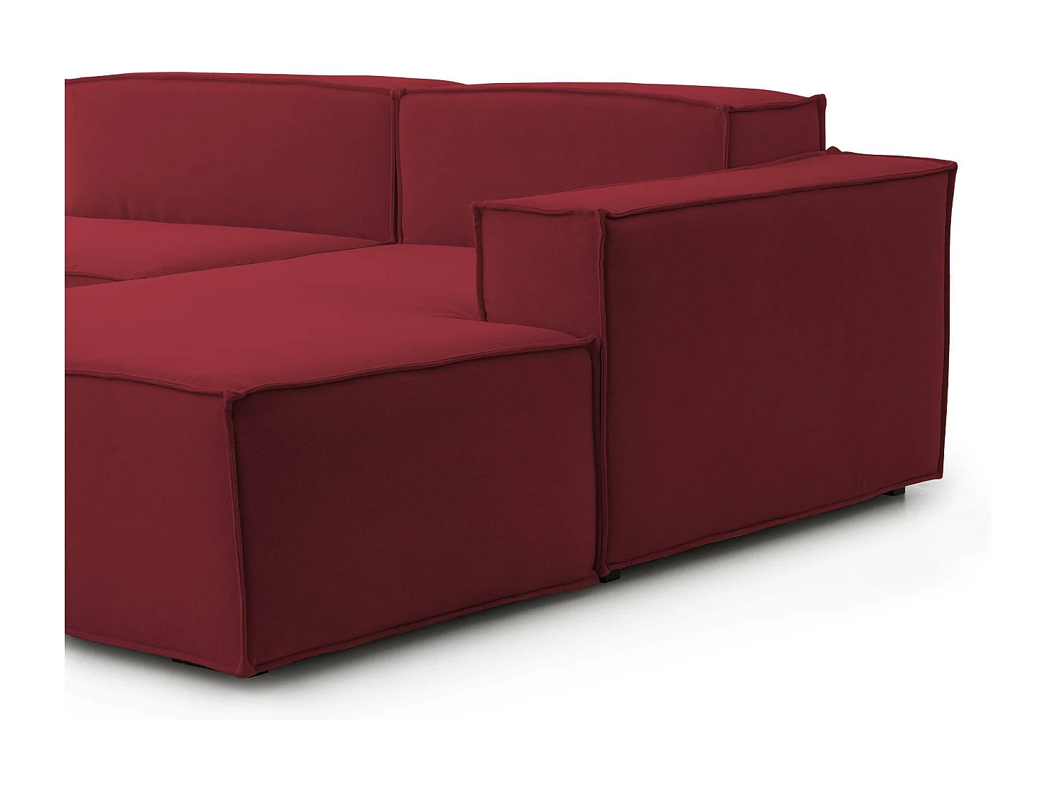 Canapé fixe Dlorenz, canapé modulable 2 places avec péninsule droite, 100% Made in Italy, Canapé moderne en tissu, 220x170h70 cm, Rouge