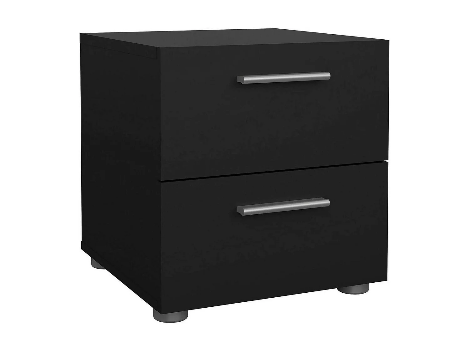 Chevet Druotol, Commode basse, Table de nuit, Étagère de chevet, 40x40 h42 cm, Noir