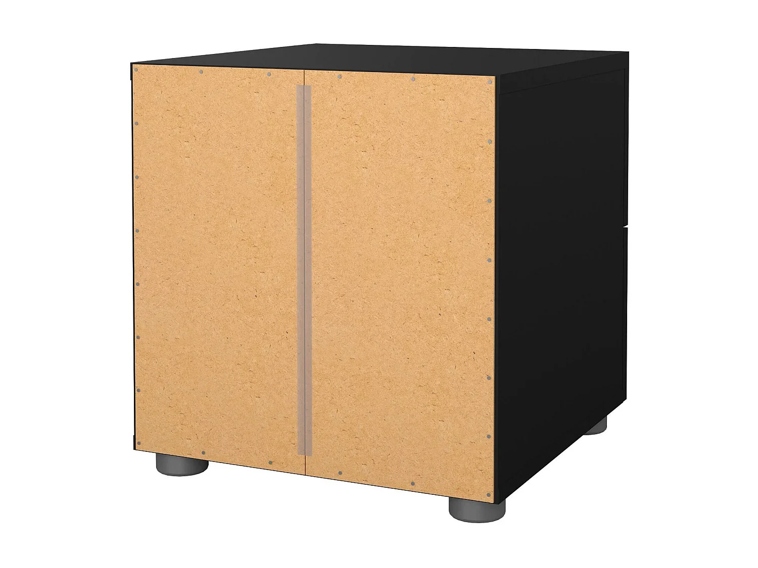 Chevet Druotol, Commode basse, Table de nuit, Étagère de chevet, 40x40 h42 cm, Noir