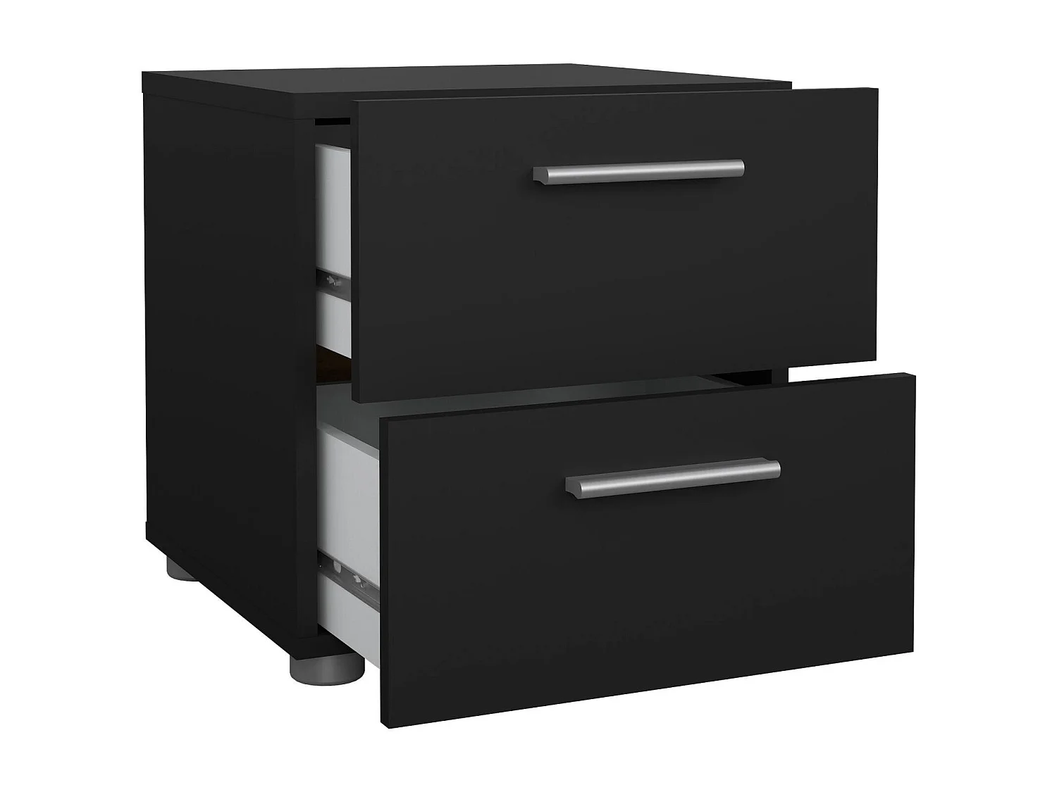 Chevet Druotol, Commode basse, Table de nuit, Étagère de chevet, 40x40 h42 cm, Noir