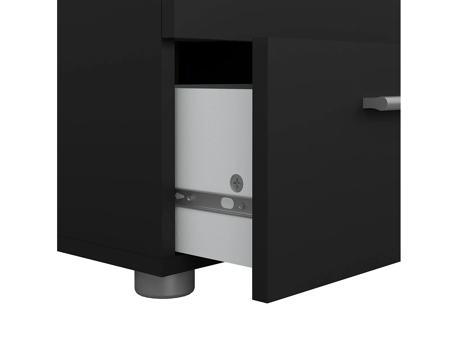Chevet Druotol, Commode basse, Table de nuit, Étagère de chevet, 40x40 h42 cm, Noir