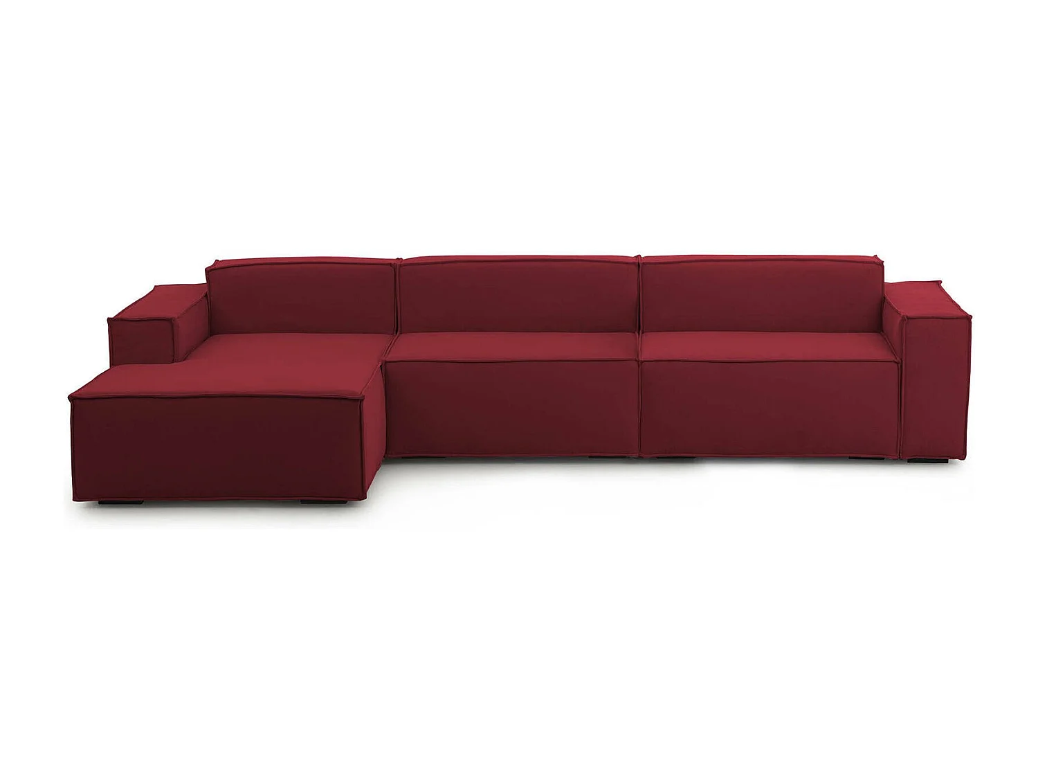 Divano Fisso con Penisola Atrillo, Sfoderabile Made in Italy, 170x340 cm Rosso