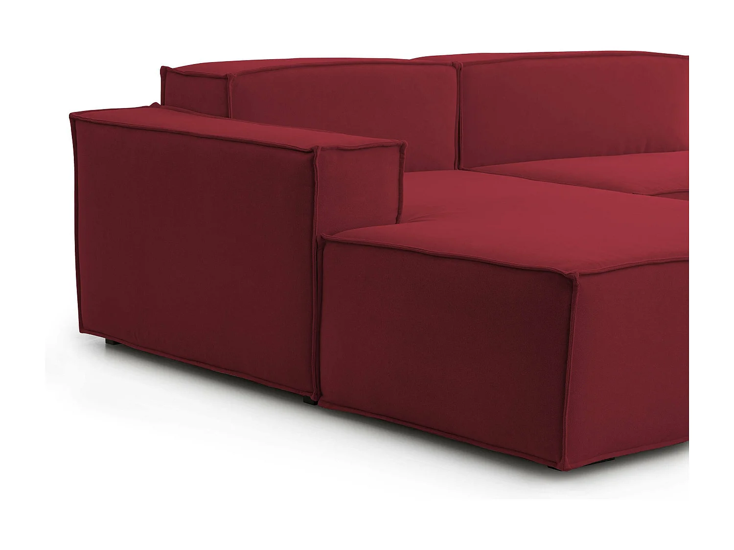 Divano Fisso con Penisola Atrillo, Sfoderabile Made in Italy, 170x340 cm Rosso