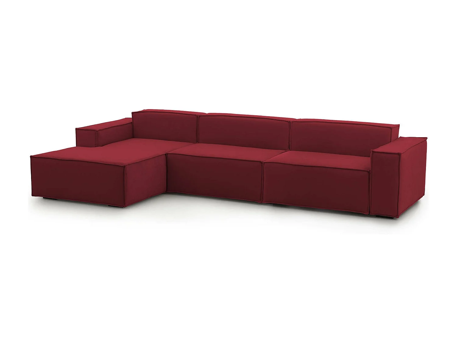 Divano Fisso con Penisola Atrillo, Sfoderabile Made in Italy, 170x340 cm Rosso