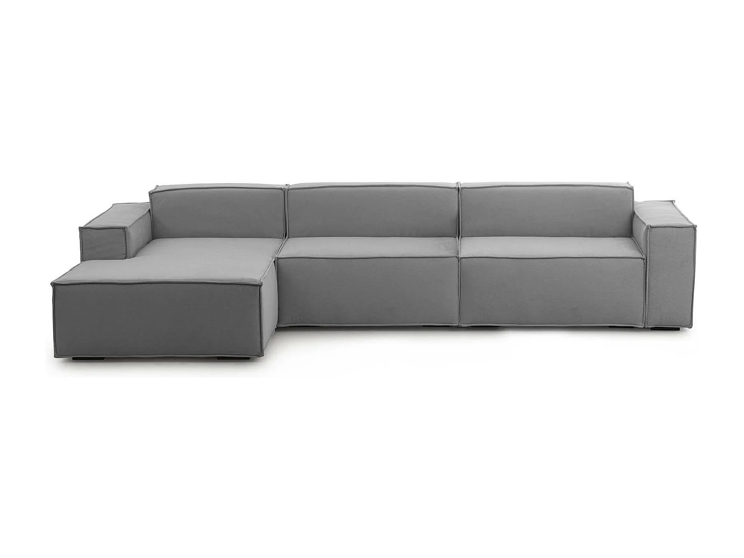 Divano Fisso con Penisola Atrillo, Sfoderabile Made in Italy, 170x340 cm Grigio